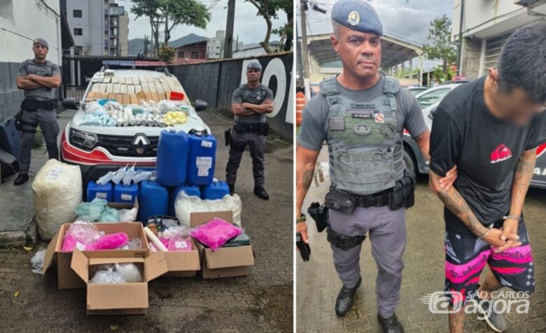 PM de São Carlos participa de ocorrência que terminou de grande apreensão de drogas em Ubatuba - Crédito: divulgação