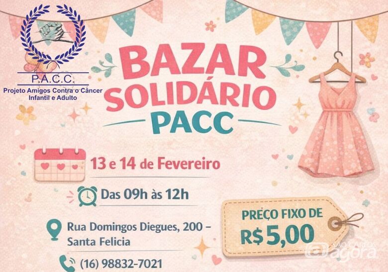 Bazar Solidário do PACC acontece nos dias 13 e 14 de fevereiro com peças a preço único - 