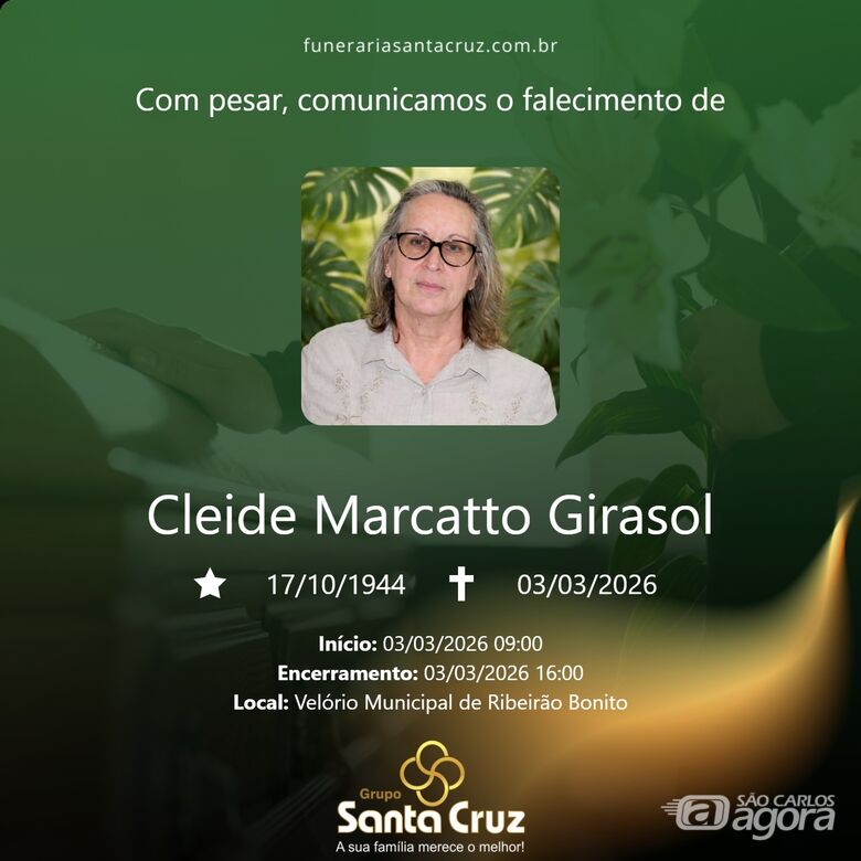 Grupo Santa Cruz informa notas de falecimento -