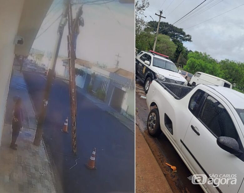 DIG identifica dupla que simulava manutenção em postes para furtar cabos de telefonia - Crédito: SCA