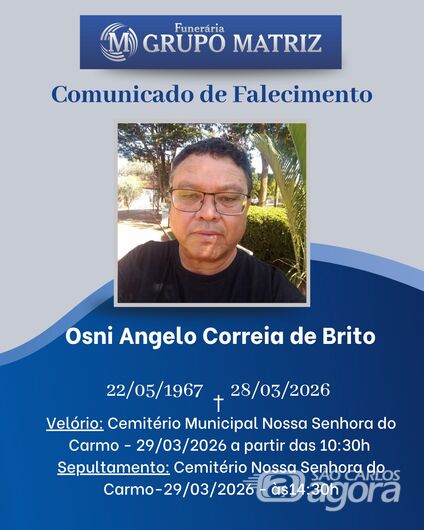 Grupo Matriz informa o falecimento de Osni Angelo Correia de Brito -