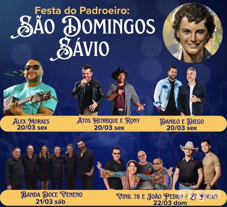 Festa do Padroeiro São Domingos Sávio terá três dias de shows e atrações musicais -