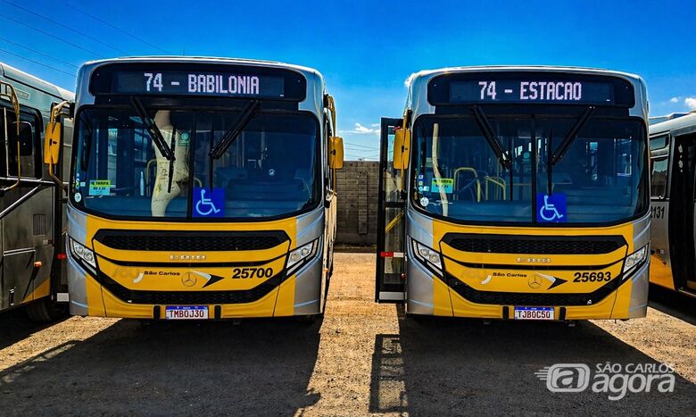 Ônibus do transporte coletivo de São Carlos - Crédito: SCA