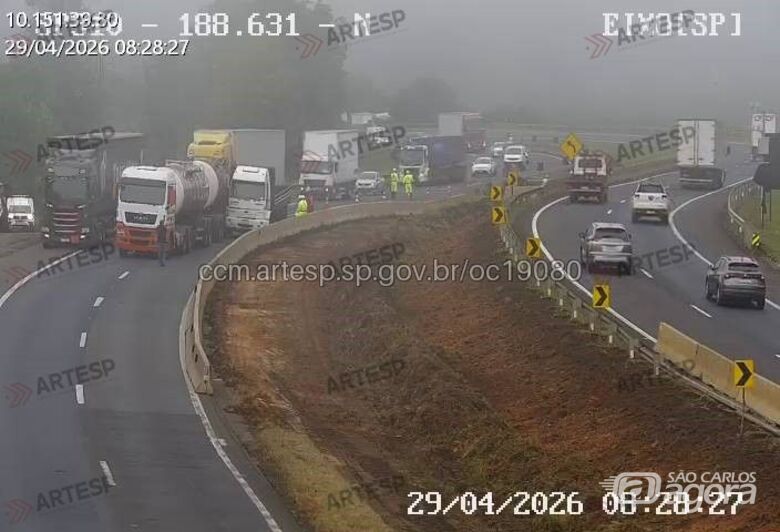 Colisão entre caminhão e carreta causa congestionamento de 4 km na Washington Luís - Crédito: Fonte: Portal CCM  ARTESP (ccm.artesp.sp.gov.br)