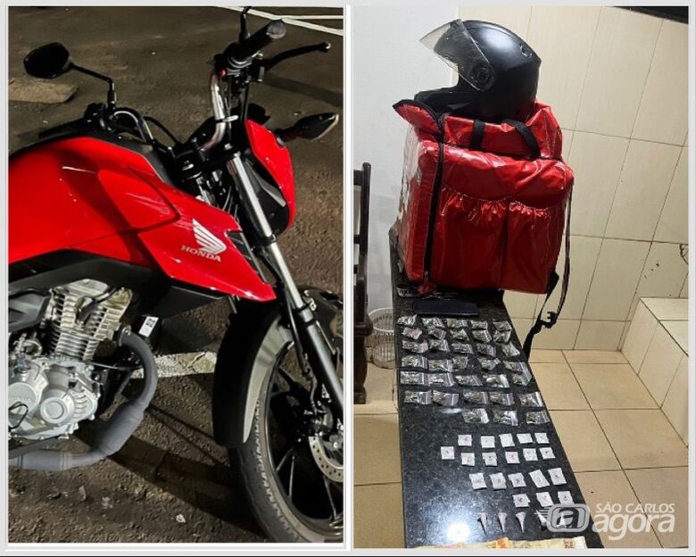 Falso motoboy é flagrado com drogas em São Carlos  - Crédito: Divulgação 