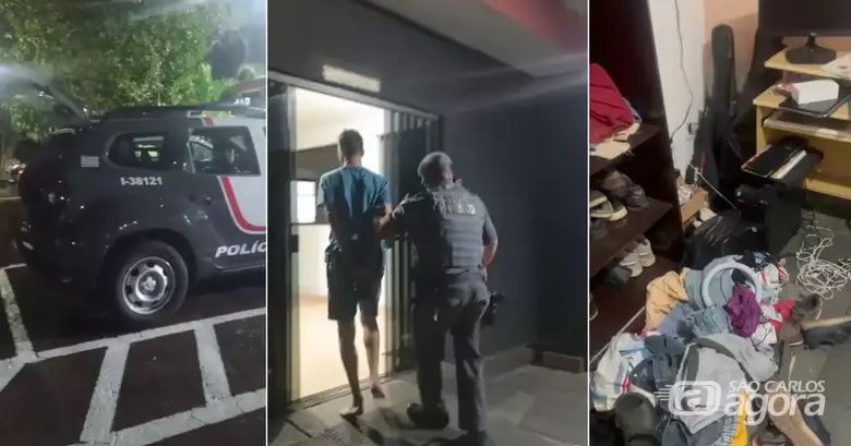 Acusado chegando ao Plantão Policial - Crédito: divulgação