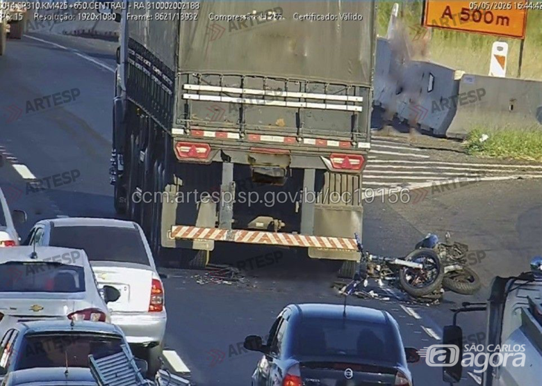 Motociclista morre após colisão com carreta na SP-310 - Crédito: "Fonte: Portal CCM  ARTESP (ccm.artesp.sp.gov.br)".