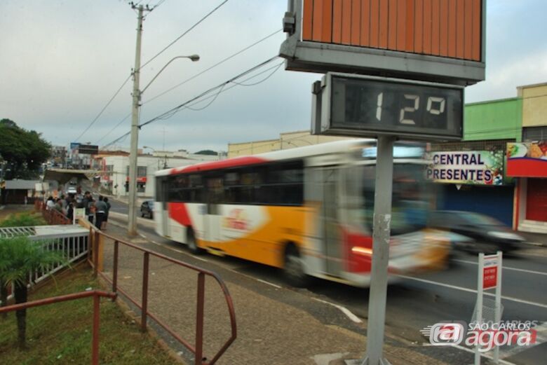 Termômetro marcando 12ºC na manhã desta sexta-feira. (foto Vinicius Neo). -