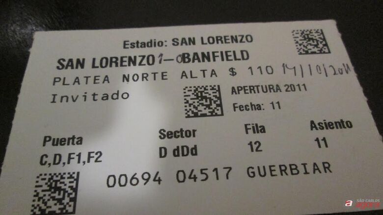 Verso do ingresso do jogo. (foto Leonardo Cantarelli) -