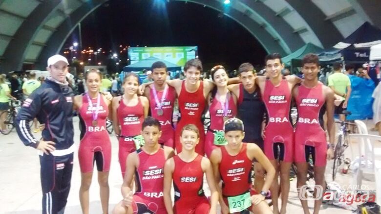 Integrantes do time são-carlense que irão integrar a seleção brasileira no Mundial Escolar de Triathlon Divulgação - 