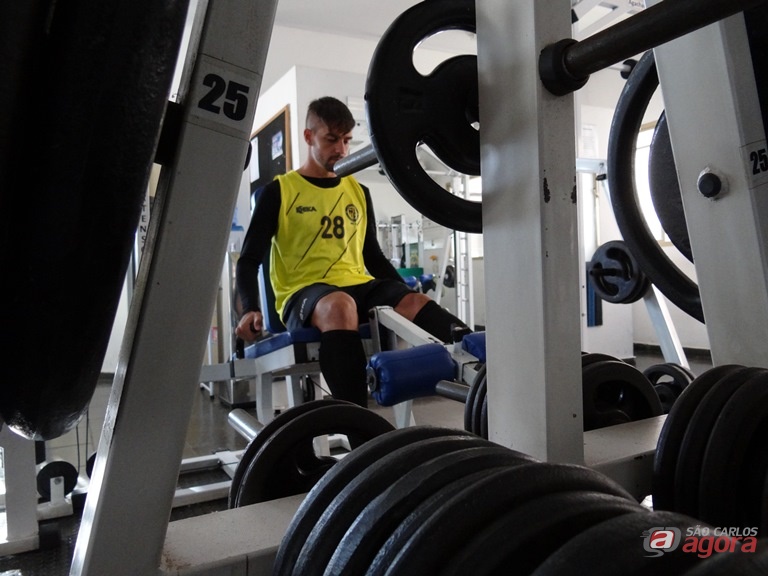 Mário Augusto durante o treino na Espaço Saúde: “a preparação para encarar o Inter está forte”, admitiu o jogador Marcos Escrivani -