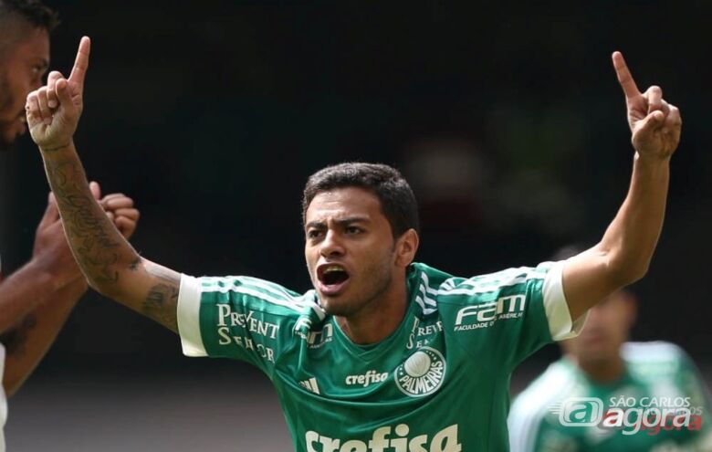 Cleiton Xavier fez o primeiro gol do Palmeiras na vitória em cima do Cruzeiro. Foto: Cesar Greco/Agência Palmeiras/Divulgação - 