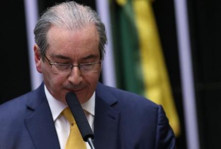 Eduardo Cunha discursa em sessão que resultou na cassação de seu mandato na Câmara dos Deputados, em Brasília. Foto: Reuters/Adriano Machado -