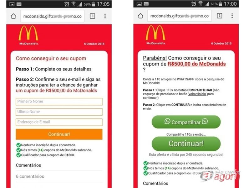 Golpe no WhatsApp oferece cupom falso do McDonald's para roubar dados de usuários - 
