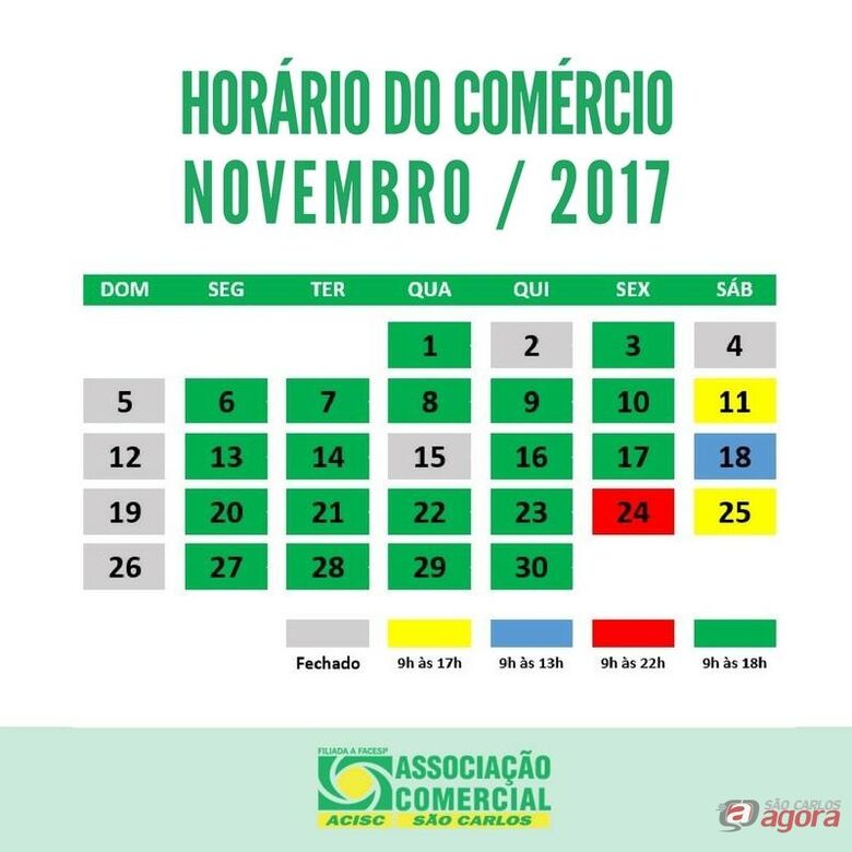 Confira o horário Especial do Comércio para novembro -