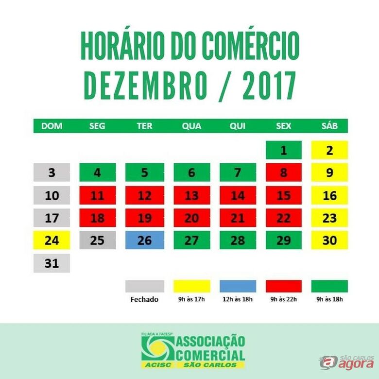 Confira o horário Especial do Comércio para dezembro -