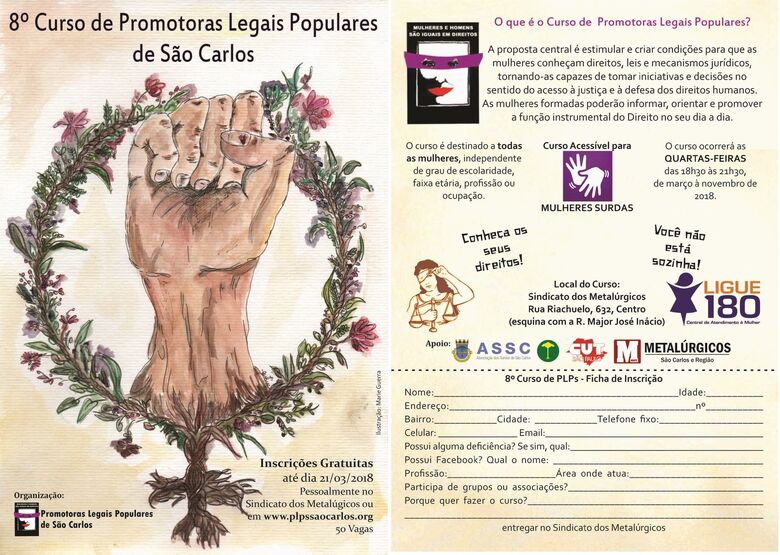 Abertas as inscrições para o 8º Curso de Promotoras Legais Populares - Crédito: Divulgação