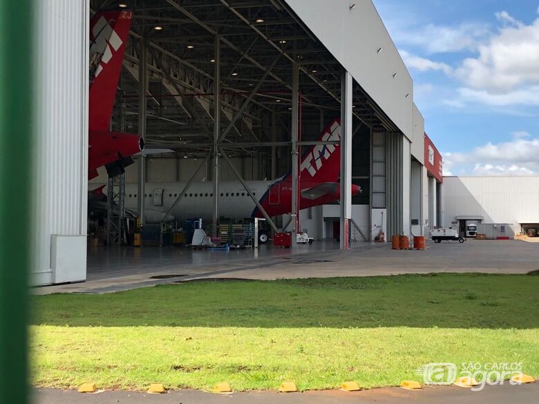 Aviões no Centro de Manutenção da Latam em São Carlos. - Crédito: Marcio David/São Carlos Agora