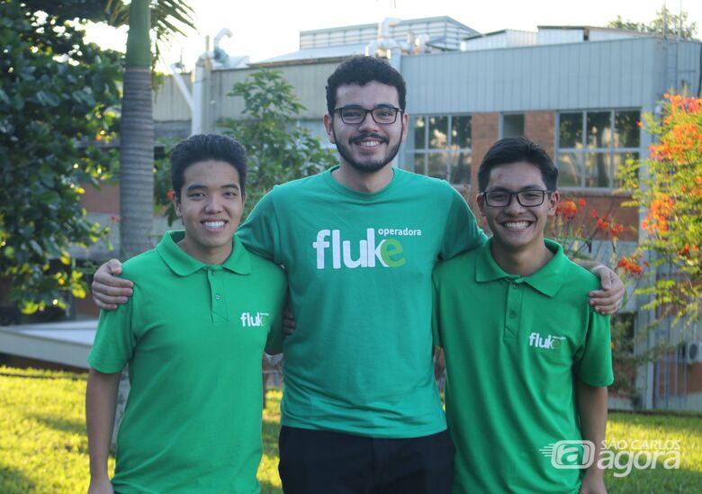 Yuki, Marcos e Matheus (Da esquerda para a direita) estudam na USP em São Carlos e ajudaram a criar a Fluke - Crédito: Henrique Fontes/Fluke