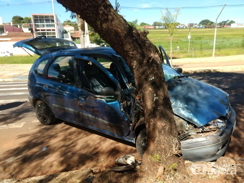 Motorista passa mal ao volante e bate carro em árvore - Crédito: Luciano Lopes