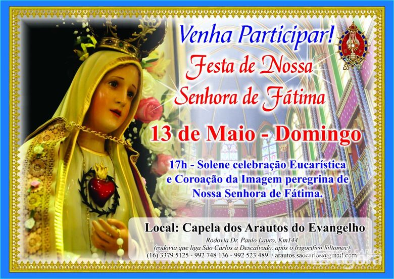 Arautos do Evangelho promove missa em louvor a Nossa Senhora de Fátima - 