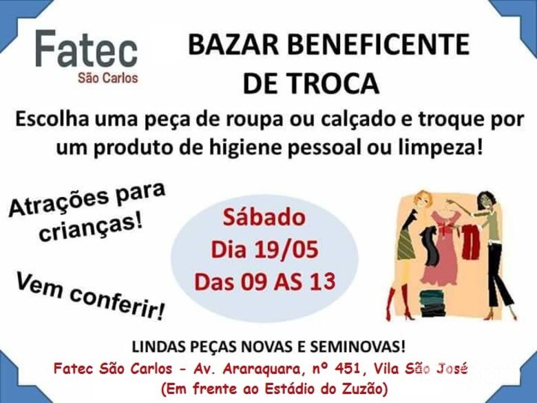 Fatec e Esterina Placco realizam Bazar Beneficente de Troca -