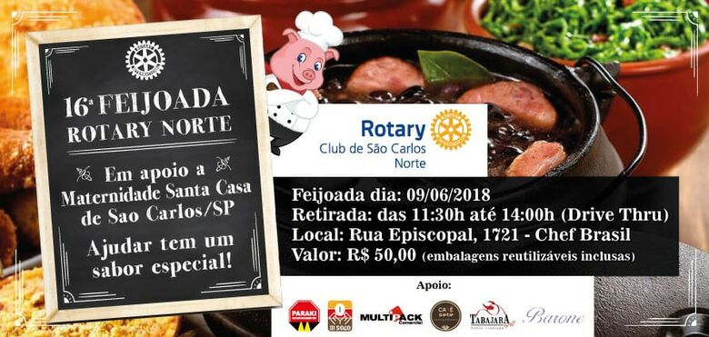 Rotary Club São Carlos-Norte promove a 16ª Tradicional Feijoada Beneficente -