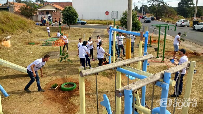 Praça remodelada no Zavaglia: ação social em prol da comunidade - Crédito: Divulgação