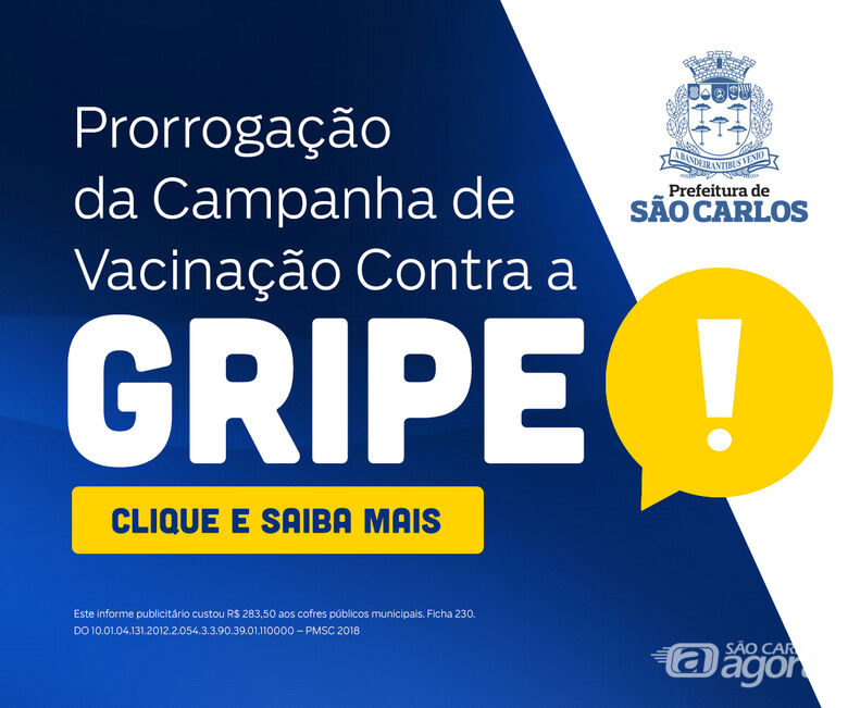 Prorrogada vacinação contra gripe em São Carlos - 