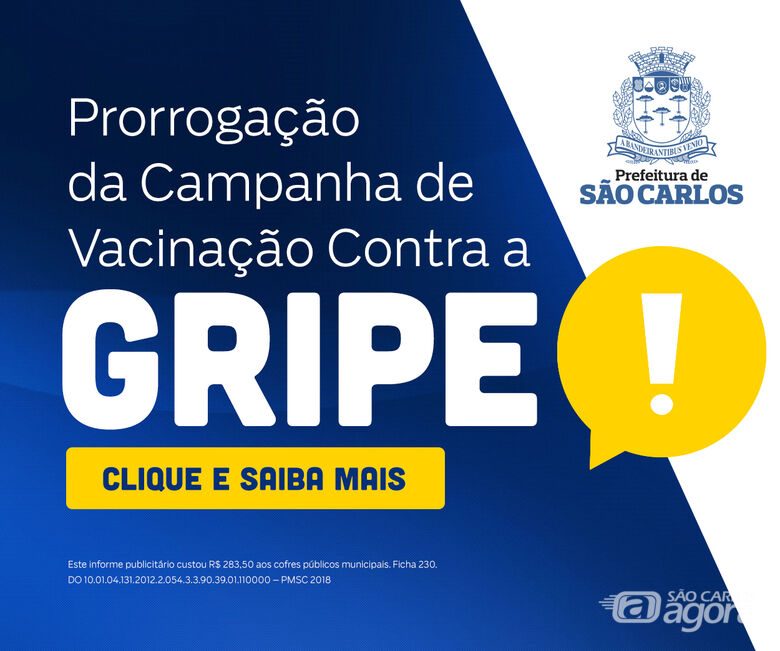 Prorrogada vacinação contra gripe em São Carlos -