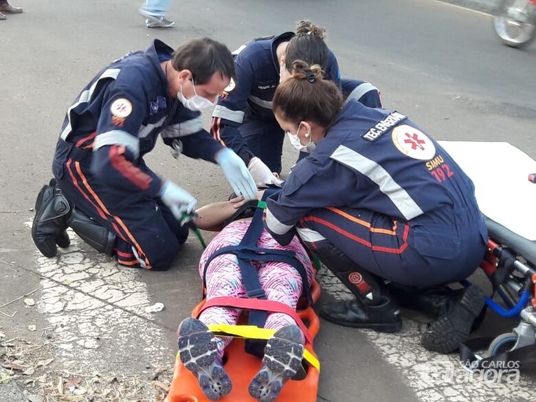 Motociclista fica ferida após colisão na região da USP - Crédito: Maycon Maximino