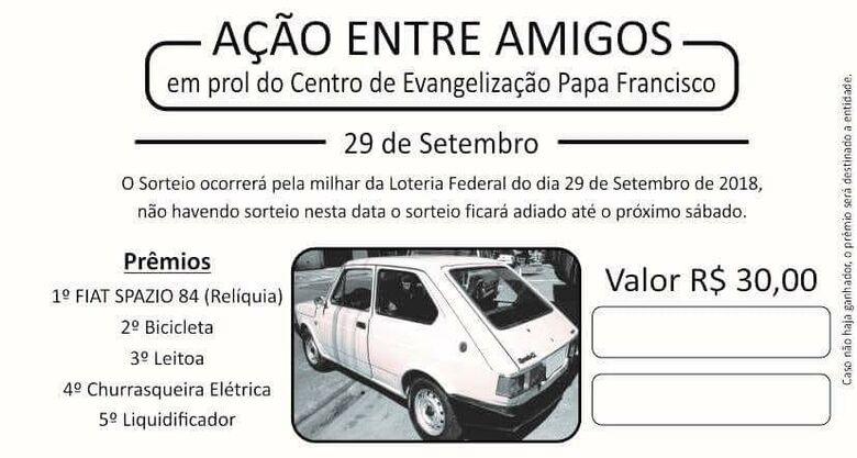“Ação Entre Amigos” irá sortear um Spazio 1984 (relíquia) - Crédito: Divulgação
