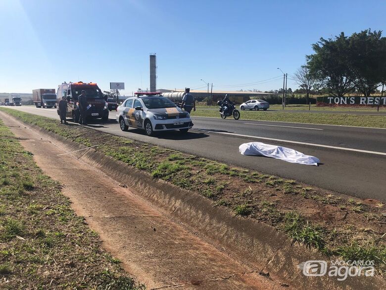 Homem morre atropelado na rodovia Washington Luis - Crédito: Araraquara 24 horas
