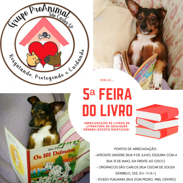 Grupo Pró-Animal promoverá 5ª Feira do Livro e busca doações - 