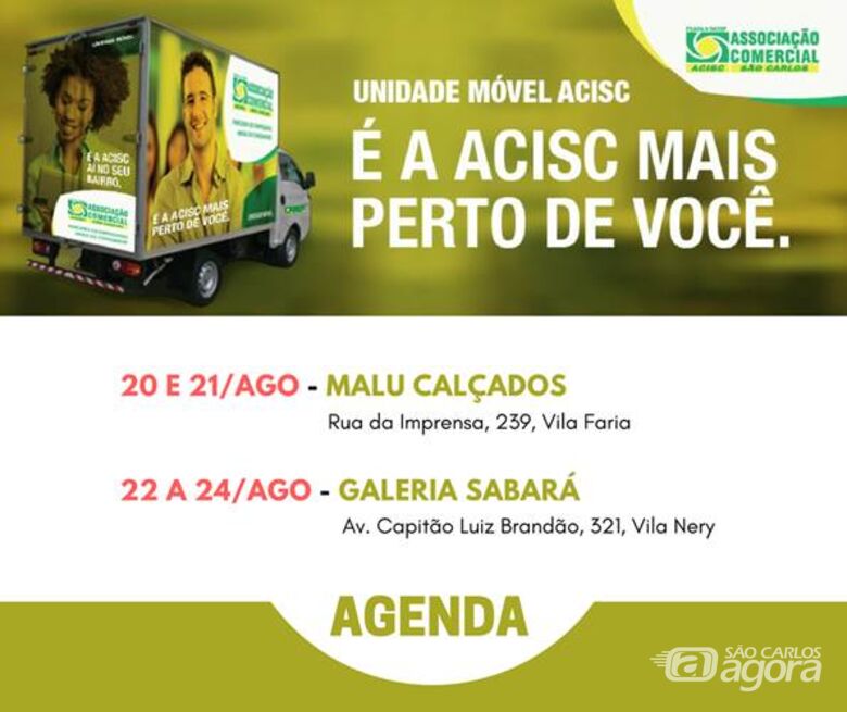 Agenda da Unidade Móvel da Acisc - 20 a 24 de agosto - Crédito: Divulgação