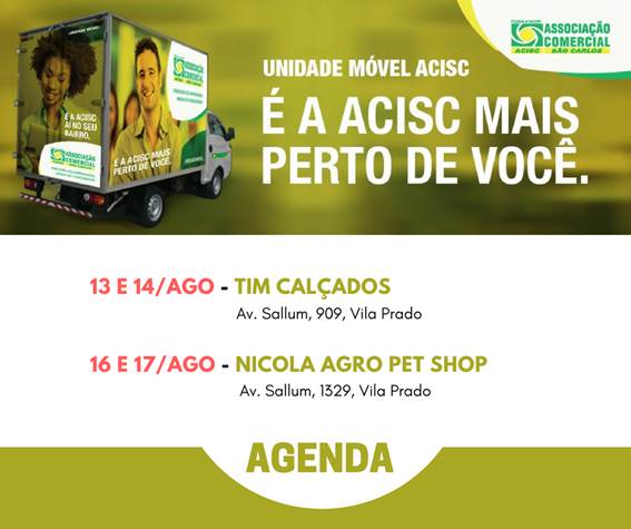 Agenda da Unidade Móvel Acisc – 13 a 17 de agosto -