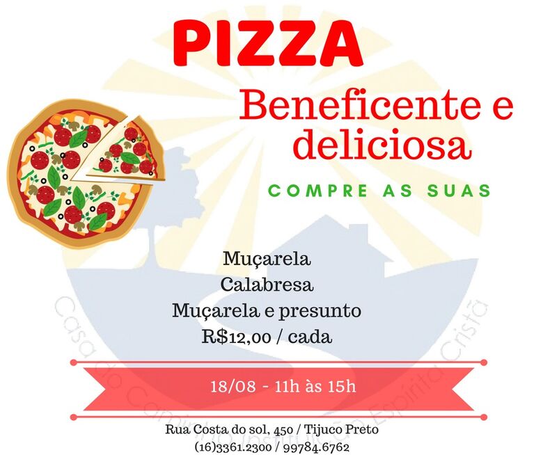 Pizza Beneficiente Casa do Caminho acontece neste sábado (18) - 