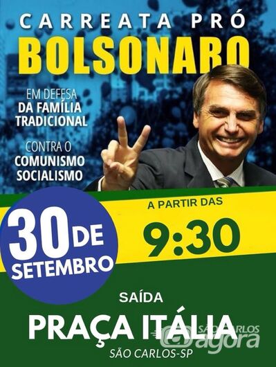 São-carlenses realizam carreata em prol de Jair Bolsonaro - 