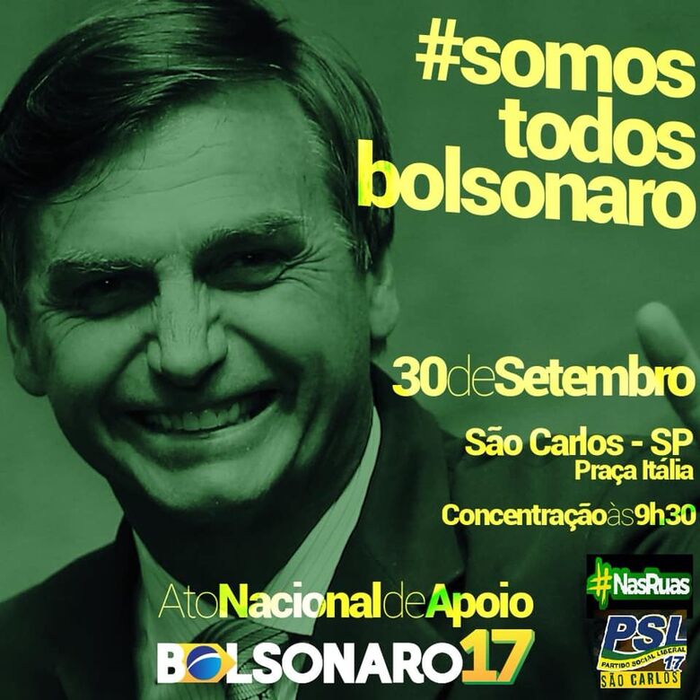 Apoiadores de Bolsonaro realizam carreata no domingo (30) em São Carlos - Crédito: Divulgação