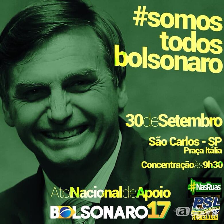 Apoiadores de Bolsonaro realizam carreata no domingo (30) em São Carlos - Crédito: Divulgação