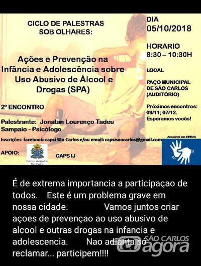 Prevenção ao uso de álcool e drogas é tema de palestra -