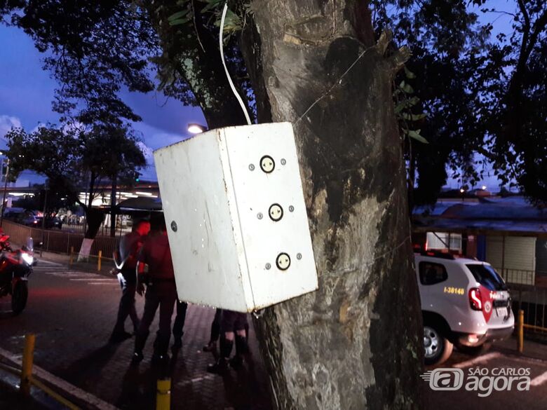 Homem sofre descarga elétrica ao encostar em quadro de força instalado em árvore - Crédito: Maycon Maximino
