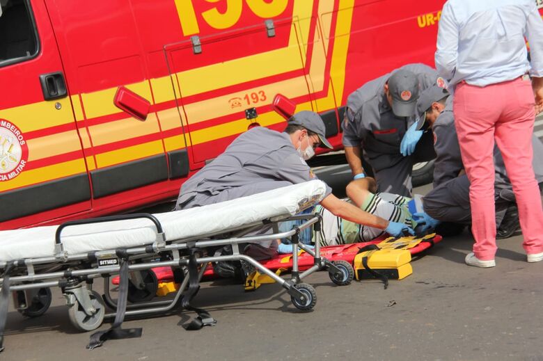 Acidente no centro deixa um motociclista ferido - Crédito: Maycon Maximino
