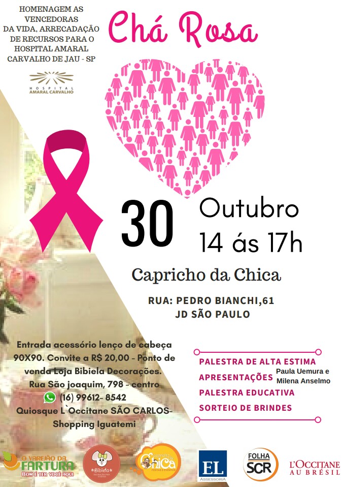 Chá Rosa será realizado no Capricho da Chica -