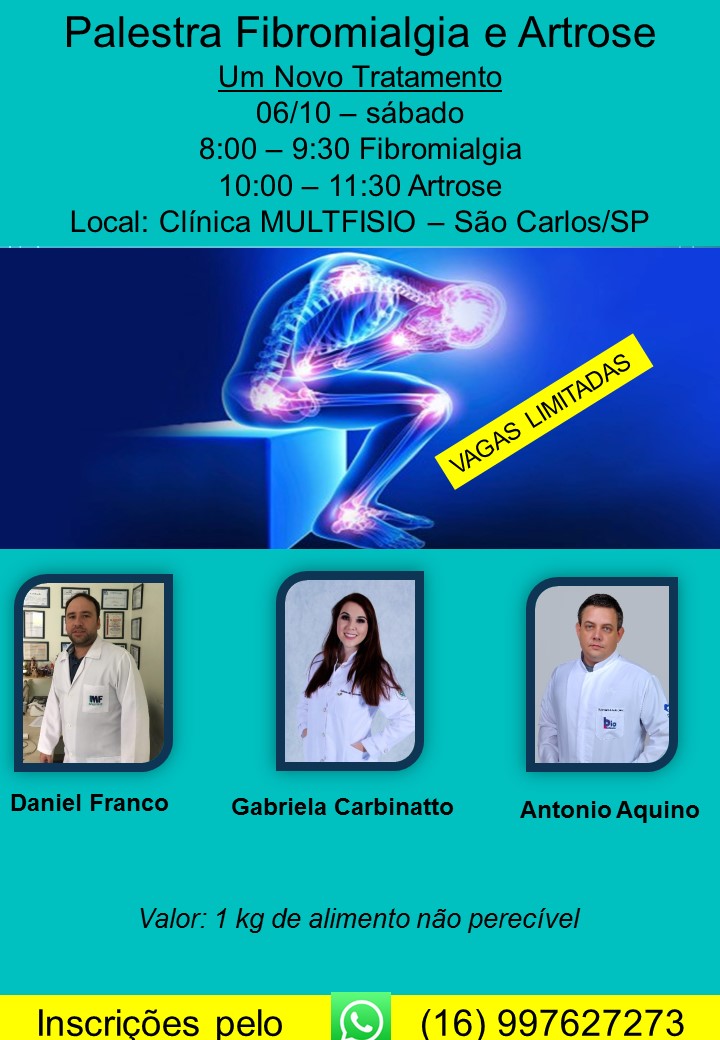 Fibromialgia e artrose serão debatidas em palestra -