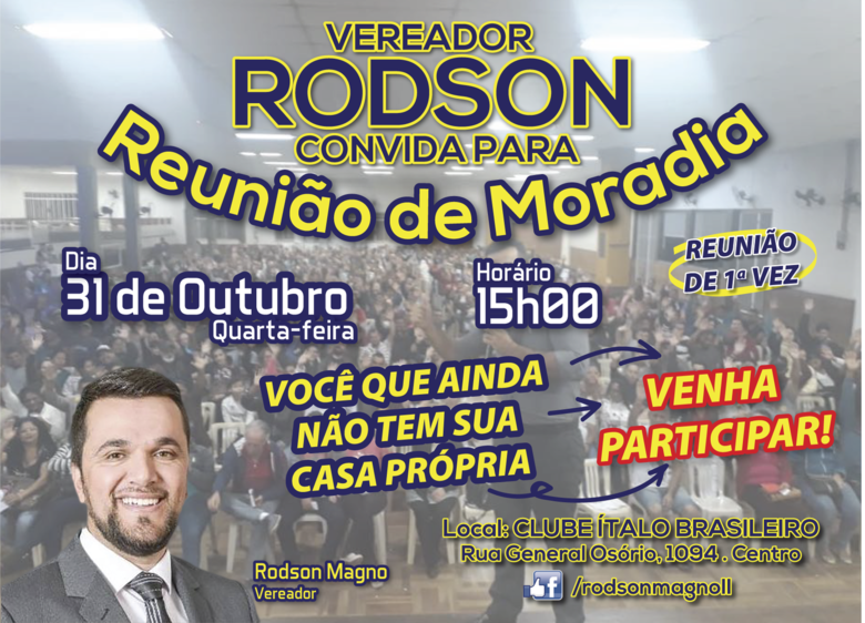 Rodson convida para reunião do Projeto Habitacional de Interesse Social no Ítalo -