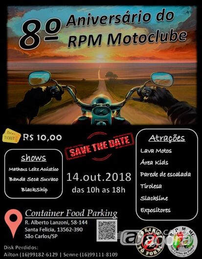 Próximo domingo terá evento do motoclube RPM -