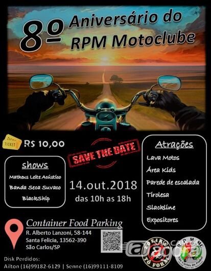 Próximo domingo terá evento do motoclube RPM - 