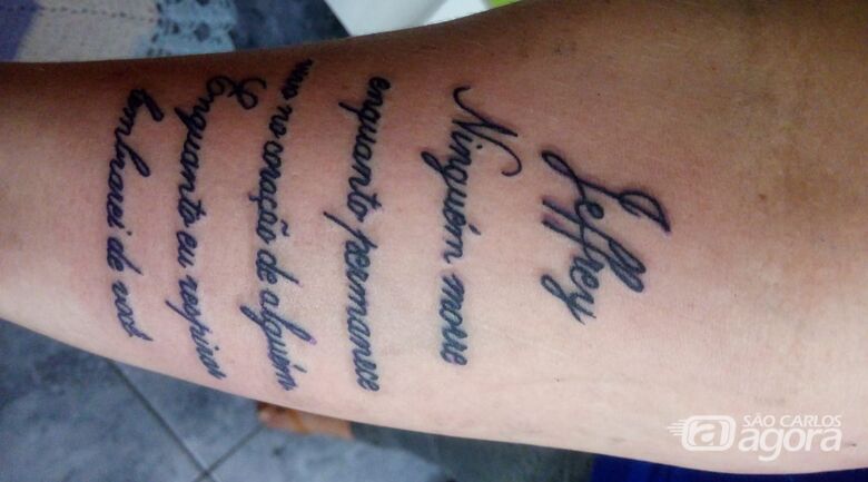 Irmã tatua o braço em homenagem a vendedor encontrado morto no Zavaglia - Crédito: Arquivo Pessoal