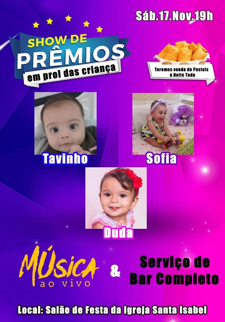Tavinho, Sophia e Duda convidam população para um show de prêmios solidário - 